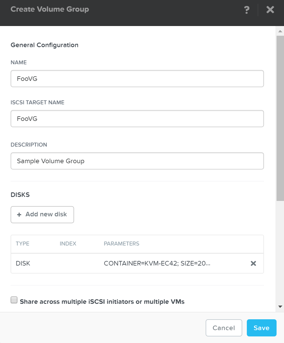 Volumes - Add VG Details